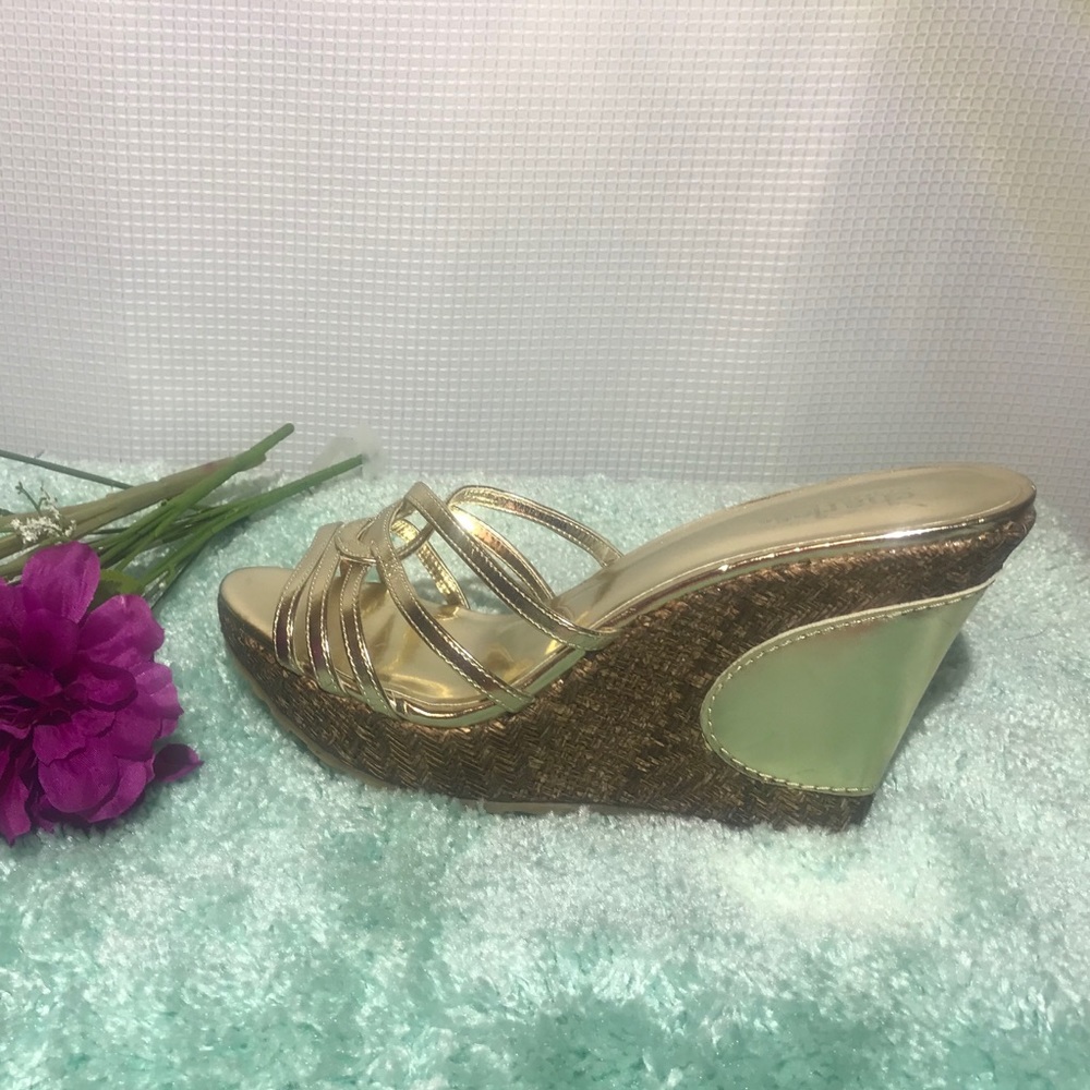 Charles David Gold and Cork Wedge *NWOT*